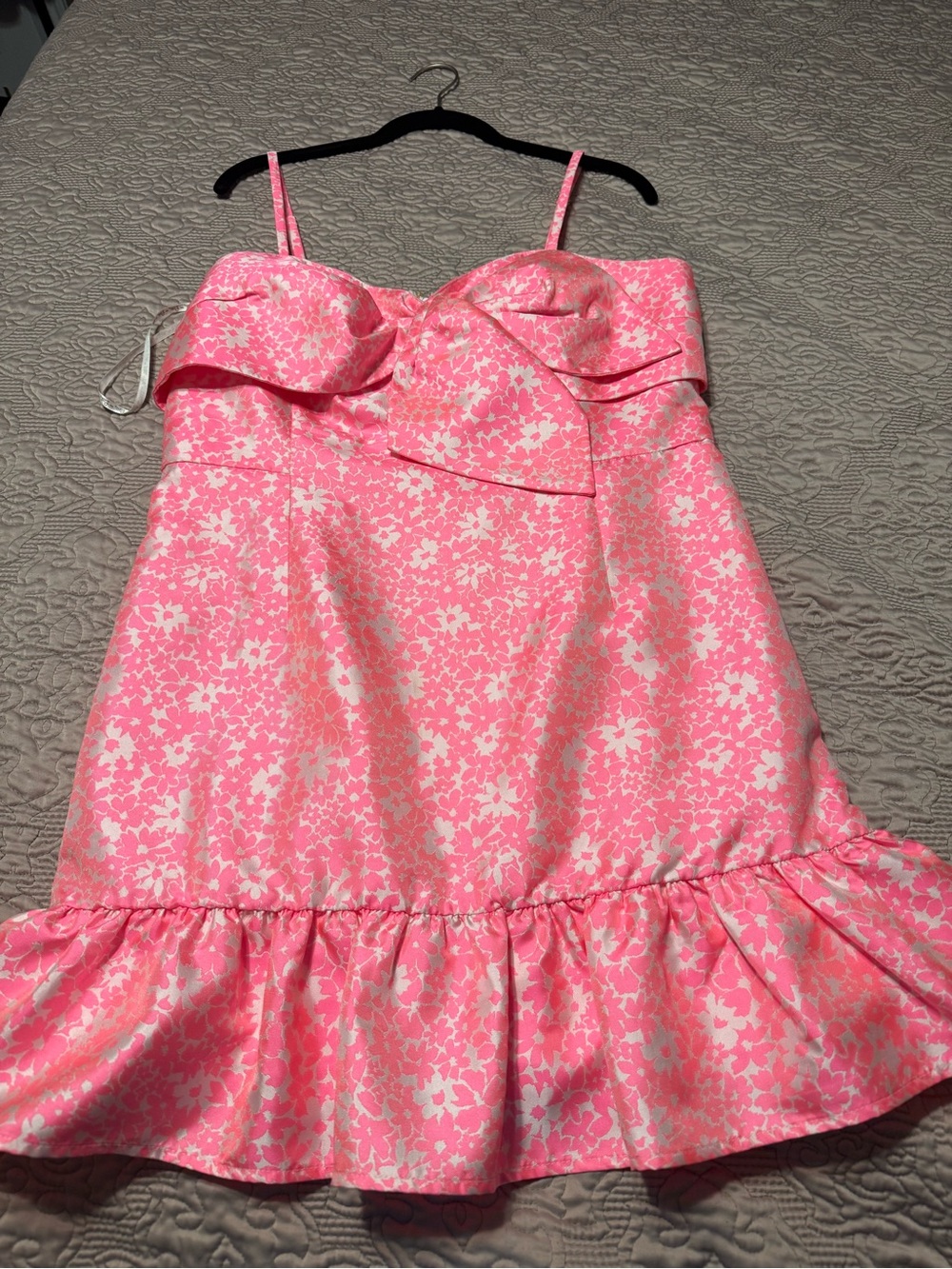 Lilly Pulitzer Pink Floral Bow-Front Ruffle Dress